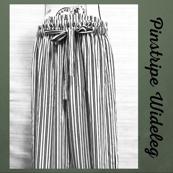 Maurices Black/White Pin Stripe Flared Dress Pants - Picture 2 of 7